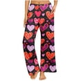 thumbnail image 2 of Valentines Day Pajama Pants For Women Trendy Heart Printed Loose Pants Wide Leg Comfy Soft Plus Size Sleeping Pants Multicolor XXL, 2 of 6