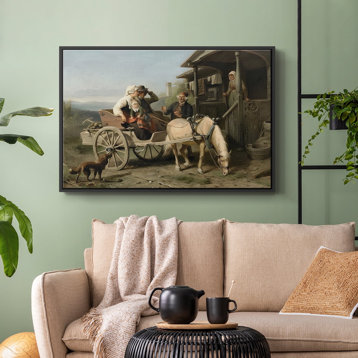 Vintage Landscape-CCXLIX By Wexford Home Framed in Black Wood Gallery Wrapped Canvas 25 in. x 37 in.