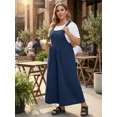 thumbnail image 3 of Cueply Womens Plus Size Overalls Jumpsuits Causal Sleeveless Adjustable Straps Wide Leg Long Pants with Pockets, 3 of 9