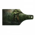 thumbnail image 1 of Fantasy World Cutting Board, Death King Leading Against Demons and Ghosts Revenge Illustration Print, Tempered Glass Cutting and Serving Board, Wine Bottle Shape, Green and Brown, by Ambesonne, 1 of 1