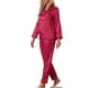 thumbnail image 4 of INSPIRAR CHIC Conjuntos de Pijamas de Satén para Mujeres, Camisas de Manga Larga y Pantalones, 2 Piezas, Ropa de Casa, XS, Rojo, 4 of 6