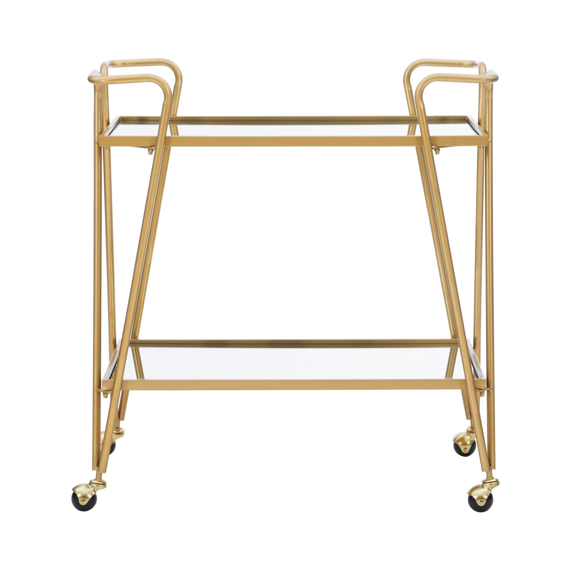 Free Shipping Linon Mia Mid Century Mirrored Metal Bar Cart In Gold