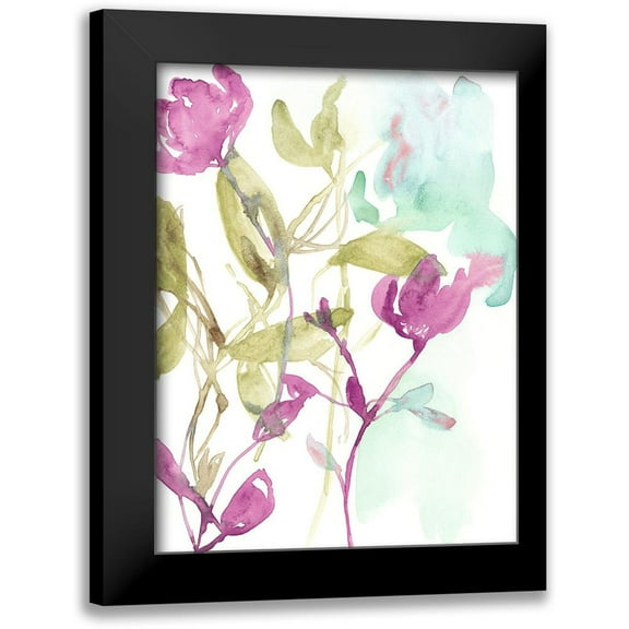 Goldberger, Jennifer 12x14 Black Modern Framed Museum Art Print Titled - Fuchsia And Olive Bouquet I