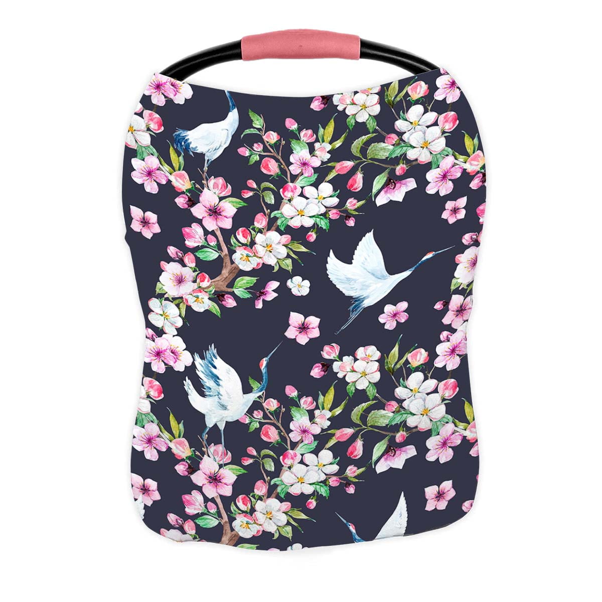 PKQWTM Red Heads Crane Blooming Branch Of Cherry Nursing Cover Baby Breastfeeding Infant Feeding Cover Baby Car Seat Cover