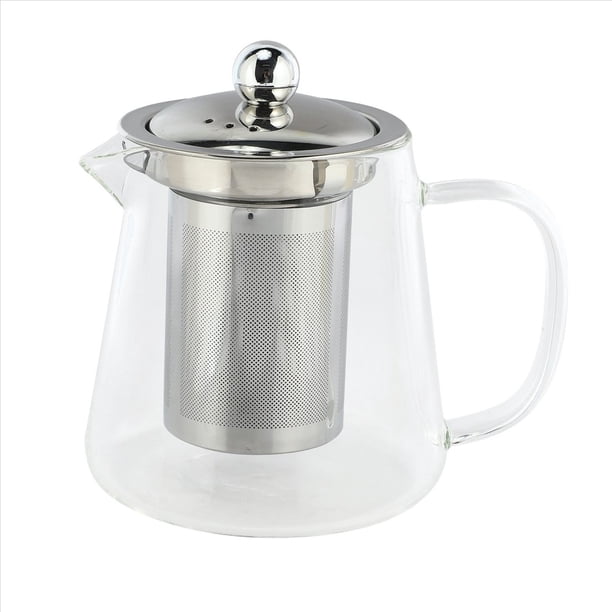 5X Buen Borosilicato Tetera de Vidrio con Acero Inoxidable 304 Colador de Infusor Herramienta para Calentar Café, Tetera Juego de Caldera 380ML