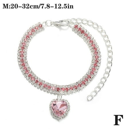 Cat Puppy Jewelry Necklace Bling Pet Dog Collar Heart Pendant Crystal Diamond Z4A0