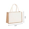 thumbnail image 5 of husxh Women Burlap Jute Tote Bag Large Capacity Canvas Grocery Tote Handbag Contrast Color Ladies Outdoor Handbag, 5 of 9