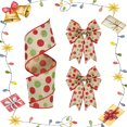 thumbnail image 4 of Wired Christmas Ribbon, 14.92 Ft / 179 x2.48 in Red Green Polka Pot Ribbon for Christmas Tree, Gift Wapping, Bow Making, Wreath Making, Holiday Decorations, 4 of 7