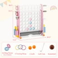 thumbnail image 3 of Costway Giant 4-in-a-Row Game Set with Ring-toss, Basketball Hoop, Golf Club & Cup Holders Pink+White, 3 of 10