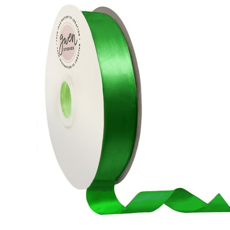 UPC: 0810056348014 | Polyester Emerald Green Single Face Satin Ribbon  150  x 1.5  by Gwen Studios