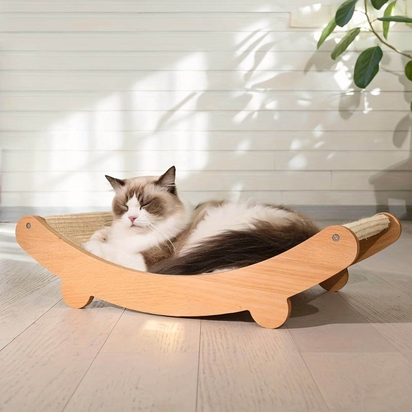 Vertical Sisal Cat Scratching Post & Bed with Multi-Surface Scratcher - Heavy-Duty Cat Tree for Sofa & Chairs, Furniture for Kittens and Cats, Space-Saving Design