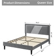 thumbnail image 2 of Yesfashion Queen Bed Frame, Tufted Platform Bed Frame with Adjustable Height Headboard, Velvet Mix Color Upholstered Bed Frame, Gray, 2 of 6