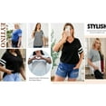 thumbnail image 3 of Eytino Plus Size Tops for Women Plus Size Summer Short Sleeve V Neck Loose Casual Tee Shirt Blue 1X, 3 of 7