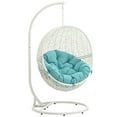 thumbnail image 1 of Modern Contemporary Urban Design Outdoor Patio Balcony Swing Chair, Blue White, Rattan, 1 of 5
