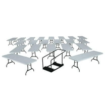 Lifetime Commercial Steel Framed 8' Folding Tables, Almond (Set of 21 with Cart) 80136