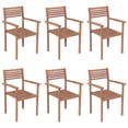 thumbnail image 2 of vidaXL Stackable Garden Chairs with Cushions 6 pcs Solid Teak Wood, 2 of 5