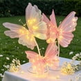 thumbnail image 5 of 3D Lighted Butterfly Garden Decoration with LED Lights, Light Pink, Outdoor Wedding Garden Ornament, 5 of 6