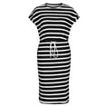 thumbnail image 5 of Xixinqiwan Women Plus Size Shirt Dress,Women's 2025 Summer Striped Dress Casual Sleeveless Crewneck Knit Slim Fit Bodycon Midi Dresses, 5 of 7