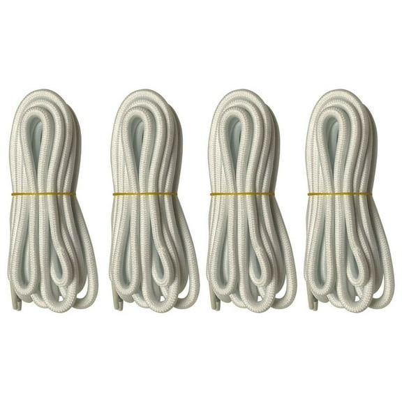 B&Q 4 Pairs 5mm Thick Heavy Duty White Hiking Work Boot Laces Shoelaces Strings Replacement for Men Women 39 40 48 54 55 60 63 72 Inches