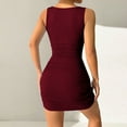 thumbnail image 6 of Elvqul Dresses for Women Sleeveless V Neck Womens Dresses Solid Pullover Short Dresses Wine Fashion, 6 of 9