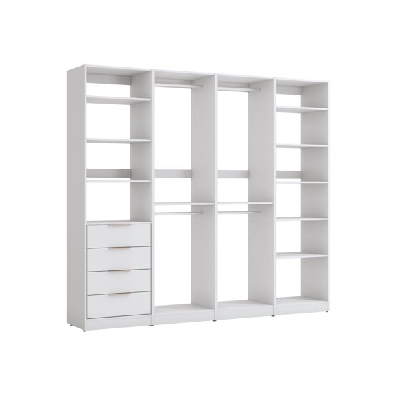 Kappesberg 94.5" Closet System with 4 Drawers and 4 Hanging Rods, White