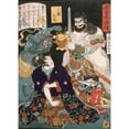 thumbnail image 2 of Tsukioka Yoshitoshi 11x14 Gold Ornate Wood Frame and Double Matted Museum Art Print Titled - Sangoku Taro Kneeling Before Demon and Warrior (1866), 2 of 4
