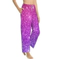 thumbnail image 2 of Haiem Pink Purple Glitter Women's Pajama Pants Ultra Lightweight Pjs Bottoms Sleepwear Bottom Pants With Pocket Drawstring-Large, 2 of 9