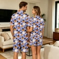 thumbnail image 7 of JULMCOMO Halloween Couples Matching Pajama Sets Pumpkins Print Collared Button Down Holiday Two Piece Sets Cute Printed Comfy Soft Pajamas Light Blue-Women 2XL, 7 of 7