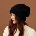 thumbnail image 3 of Cold Hat Big Head Circumference Coarse Wool Hat Women's Spring All-match Warm Loose Face Small Ear Protection Knitted Hat Tide, 3 of 6