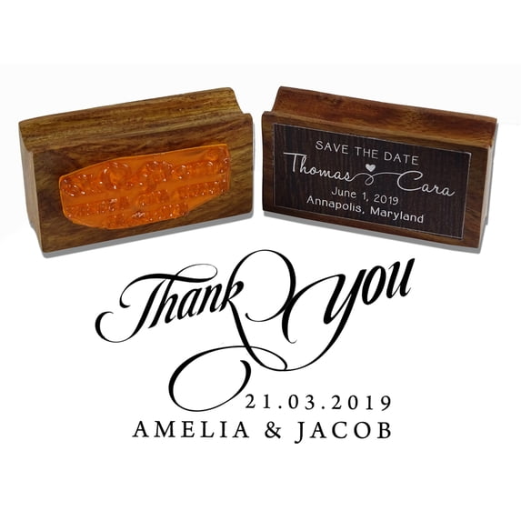 Printtoo Custom Wedding Thank You Save The Date Personalized Wood Mounted Rubber Stamp