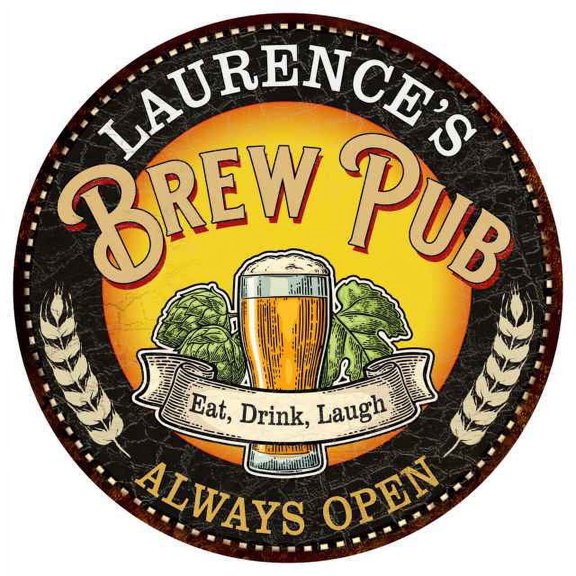 LAURENCE'S Beer Pub Man Cave Metal Sign Home Decor 14 inch Round 100140025473