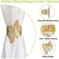 thumbnail image 4 of Curtain Tie Backs, 2Pcs Zinc Alloy Creative Curtain Rope Buckles Decorative Curtain Tiebacks Spring Drape Holder Clip for Home Office (Gold Hollow Wing), 4 of 6