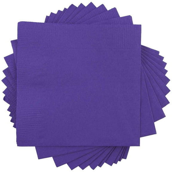 JAM Paper Small Beverage Napkins, 5 x 5, Purple, 40/Pack