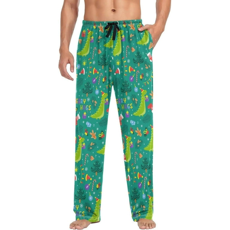 GZHJMY Dinosaur Pajama Pants for Men Lounge Pants Lightweight Men Pajama Bottoms with Drawstring Pockets Christmas New Year Birthday Gifts Large Walmart