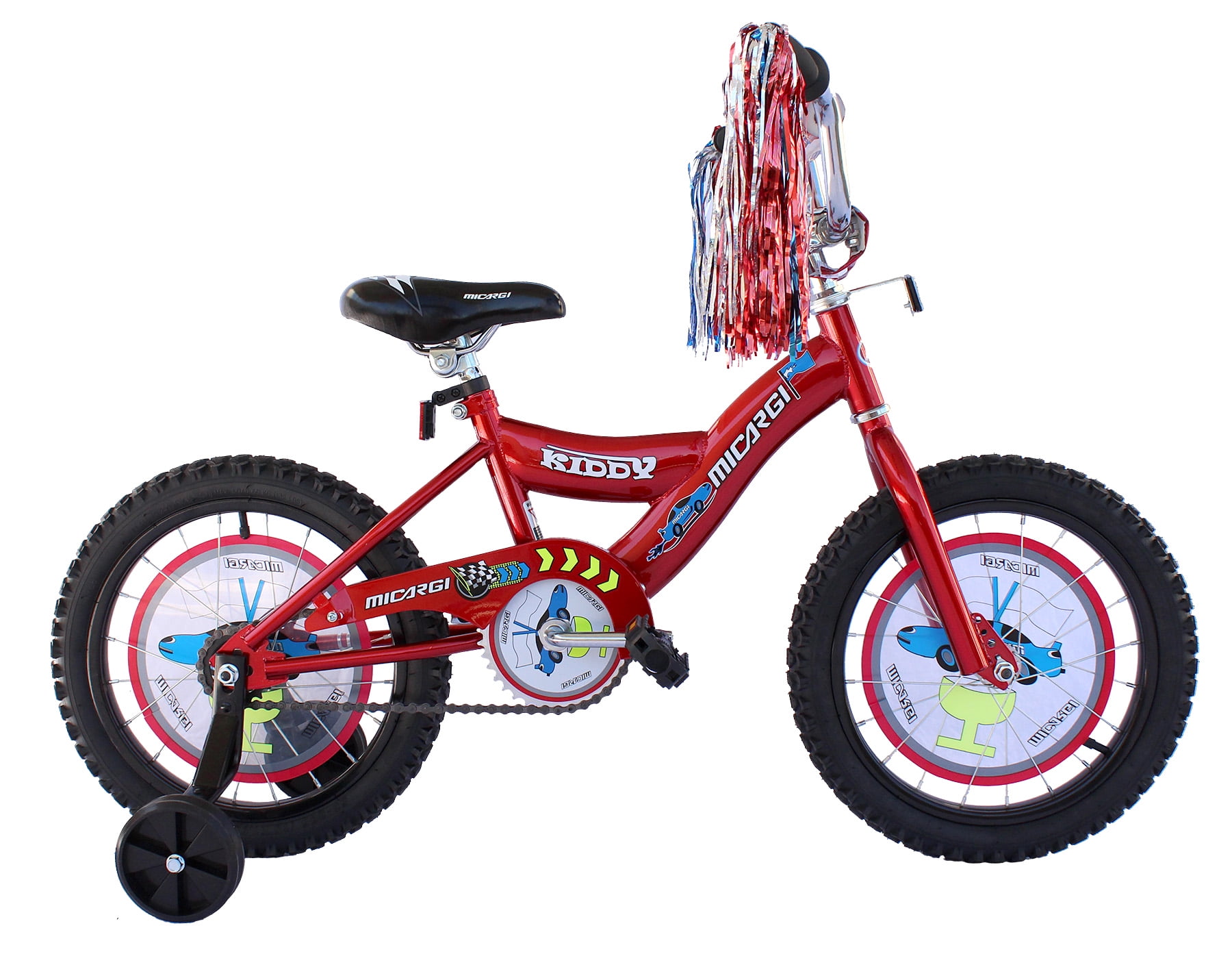 Wonder Wheels 16 In. Boy's and Girl's BMX S-Type Frame Bicycle Coaster Brake One Piece Crank Chrome Rims Black Tire Kid's Bike - Red
