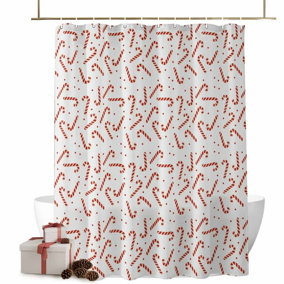 Christmas Candy Cane Bathroom Shower Curtain Striped Candy Winter Abstract Waterproof Washable Shower Curtains for Bathtub Bath Decor with Grommets and Hook 54 X 78 Inch