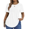 thumbnail image 3 of Fantaslook Blouses for Women Pleated Short Sleeve Tunic Tops Dressy Casual Summer Shirts, 3 of 10