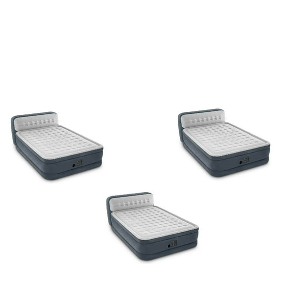 Intex 64447EP Plush Deluxe Air Mattress w/ Pump & Headboard, Queen (3