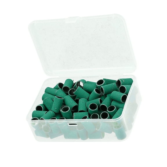 Unique Bargains 100 Pcs 180 Grit Nail Drill Bits Sanding Bands Gel File Polish Remover For Electric Nail Tools Green
