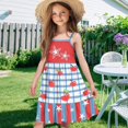 thumbnail image 6 of Uourmeti American Flag Print Girl Dresses 7-8Y Summer Spaghetti Strap Midi Dress for Patriotic Kids Skater Lightweight Soft A Line Knee Length Swing Tiered Sundress, 6 of 6