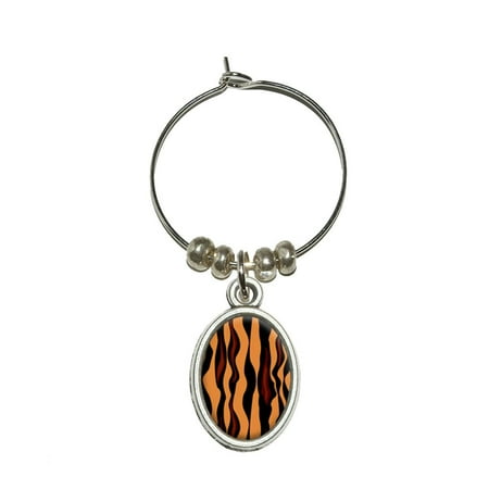 

Tiger Print Oval Wine Glass Charm