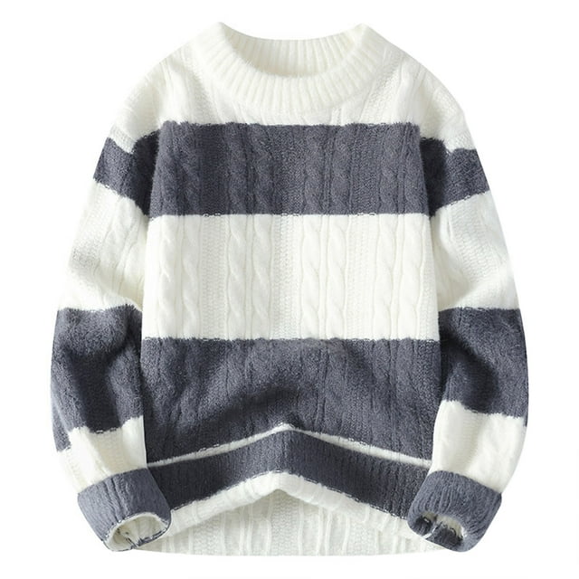 Wzzjkit Fall Clothes Men Casual Fashion Solid Color Round Neck Sweater Base Layer Knit Long Sleeve Sweater