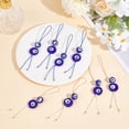 thumbnail image 4 of 1set 8pcs 2 colors Handmade Evil Eye Lampwork Pendant Decorations with Brass Spacer Beads Flat Round Blue 115mm 4pcs/color, 4 of 7
