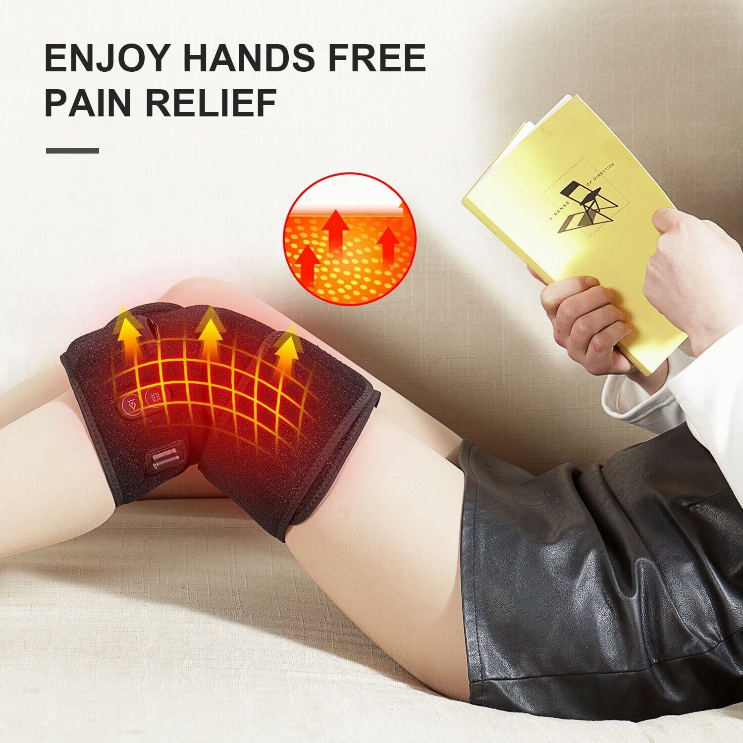 Savior Heat 2PCS Heated Knee Brace for Pain Relief Wireless Electric Heating Knee Massage Pad with Adjustable Temp
