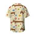 thumbnail image 4 of Goofa Dachshund Dog And Flower Printed Men's Casual Short-sleeved Shirt,Lightweight Breathable Button-down,Summer Casual men's top,Versatile Fashion shirt-Medium, 4 of 7