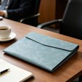 thumbnail image 6 of File Folder,Waterproof Document Pouch,Faux Leather File Organizer with Magnetic Snap for Thin A4 Document Storage,Meeting Documents Arrangement,Blue, 6 of 8