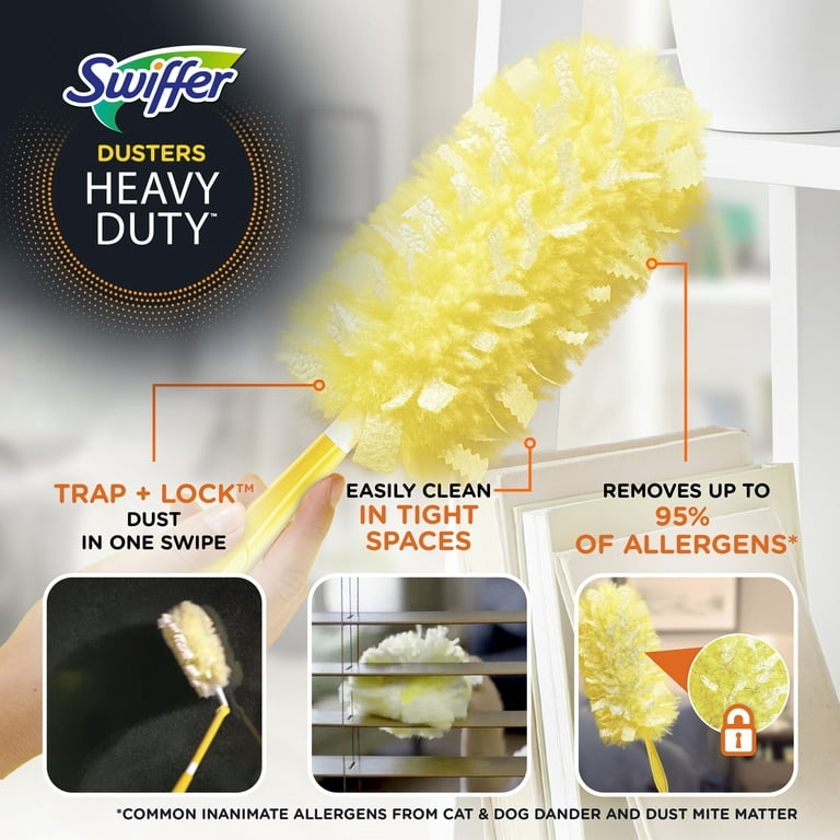 Swiffer Dusters Heavy Duty 3 ft Extendable Handle Dusting Kit Unscented (1  Duster, 3 Refills) 