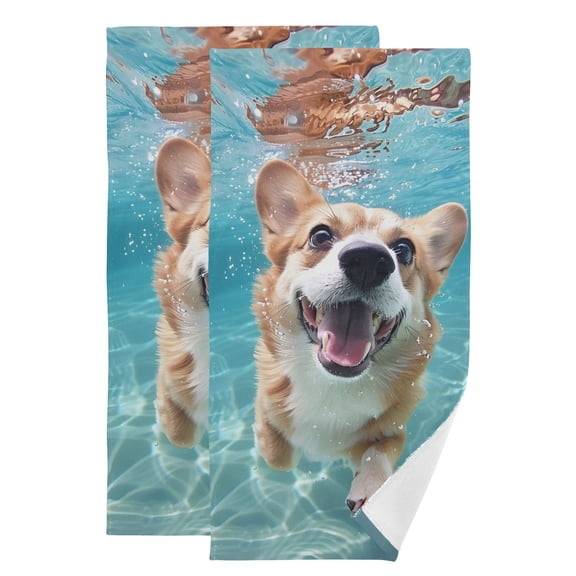 2-Piece Polyester cotton Towel Set Absorbent Dog Swimming Hand Towel Bath Towel Soft and Comfortable Machine Wash 28.3x14.4