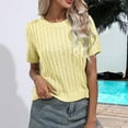 thumbnail image 3 of LQCMBYF Womens Blouses Womens Short Sleeve Pullover Knitted Sweater Round Neck Solid Color Casual Fashion Western Style Top Womens Tops Tops for Women Trendy(Yellow,M), 3 of 7
