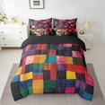 thumbnail image 2 of Manfei Vintage Square Geometric Twin Bedding Sets 7-Piece, Colorful Abstract Bedding Comforter Set, Teen Child Adult Reversible Sheet Sets, Ultra Soft Home Decor, 2 of 7